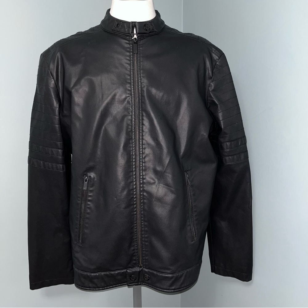 POINT ZERO men’s size XXL BLACK MOTO STYLE JACKET faux leather outdoor